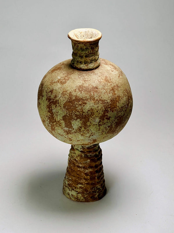 Coiled Pedestal Stoneware Vase