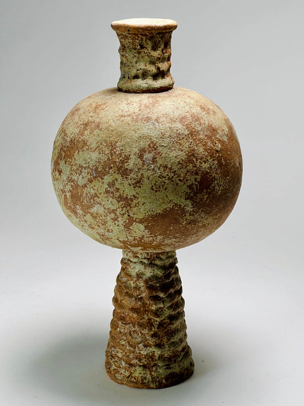 Coiled Pedestal Stoneware Vase