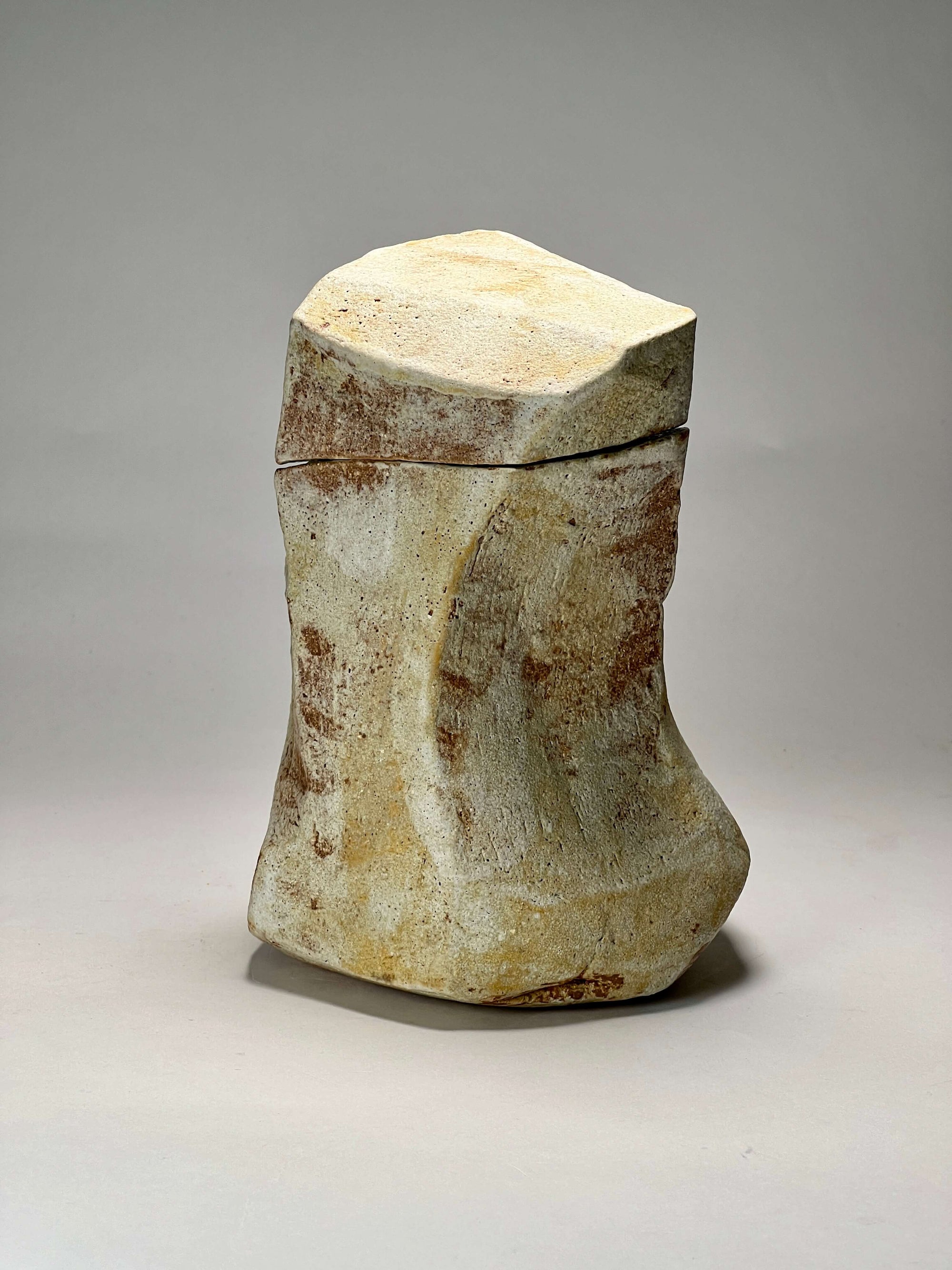 Brutalist Stoneware Pot With Lid