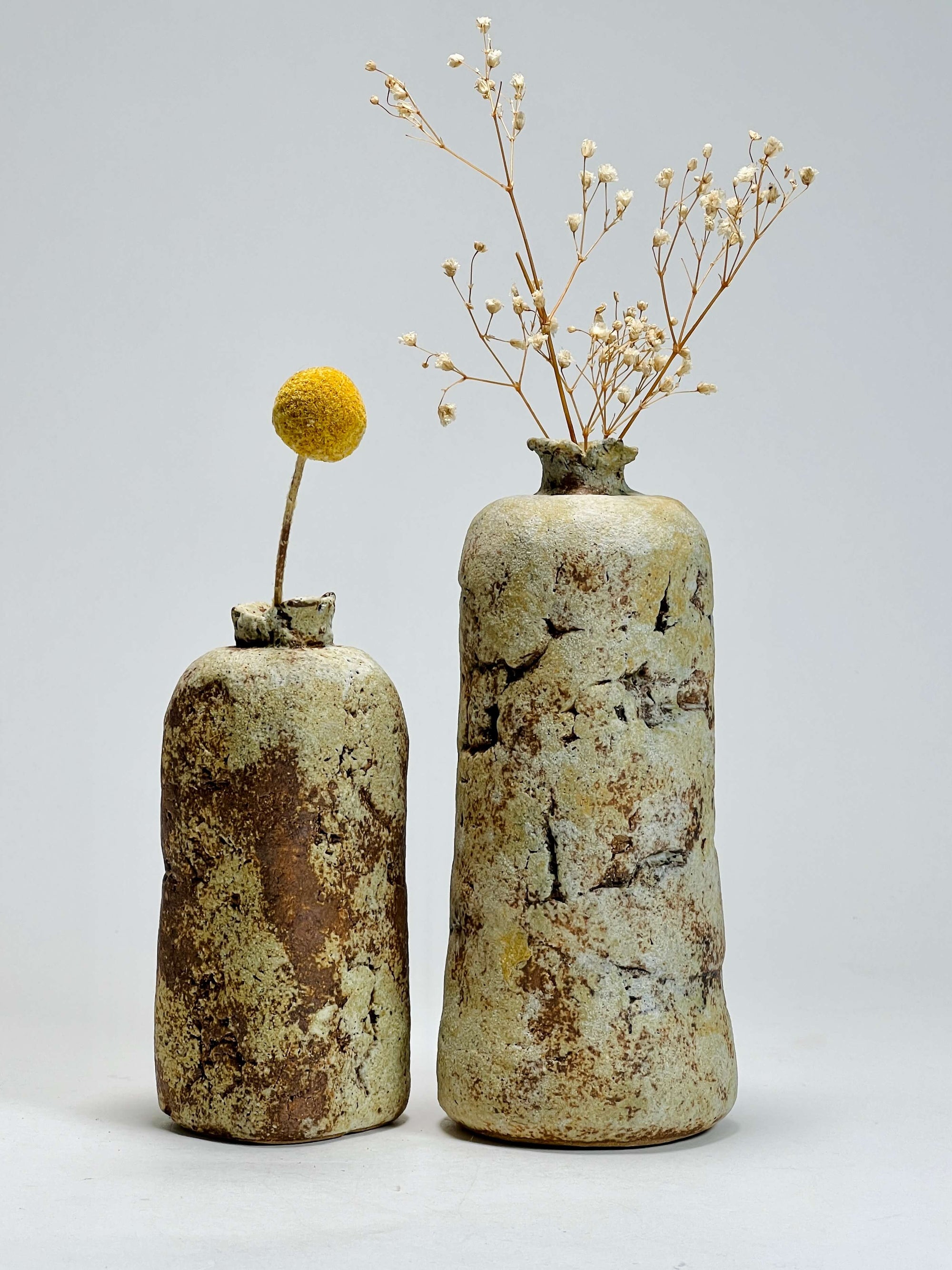 Pair of Bottle Stoneware Bud Vases